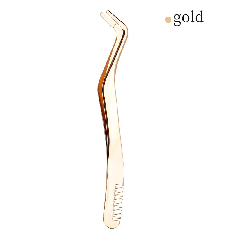 Stainless Steel Eyelash Comb Tweezers - TRESU