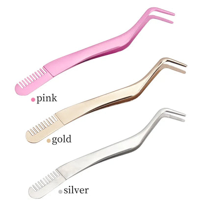 Stainless Steel Eyelash Comb Tweezers - TRESU