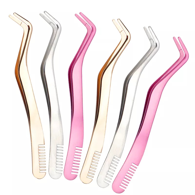 Stainless Steel Eyelash Comb Tweezers - TRESU