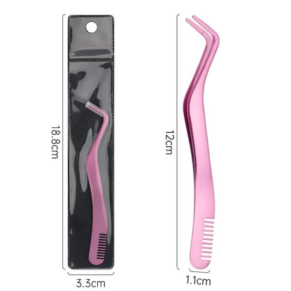 Stainless Steel Eyelash Comb Tweezers - TRESU